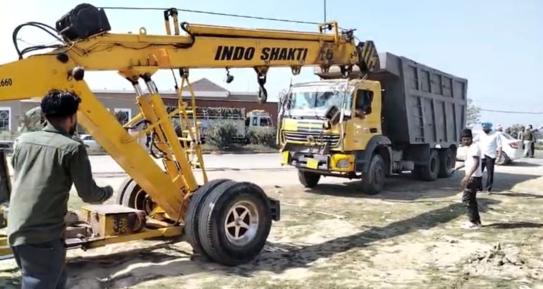 Amritsar Bypass Accident Tipper Overturns