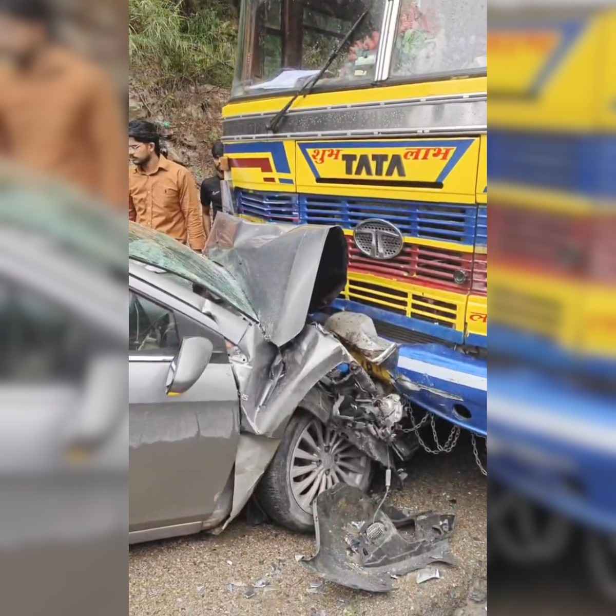 Bus-Car Collision Sparks Panic on Kullu's Manikaran Road