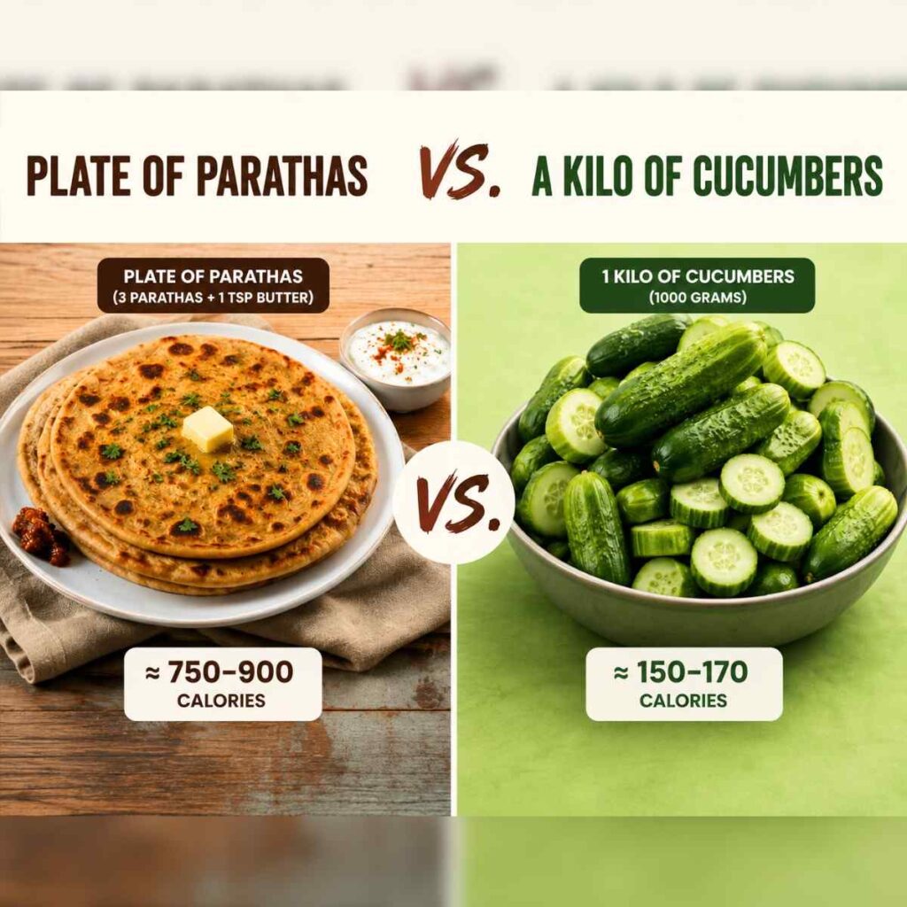 Plate of Parathas Calories Warning by Dietitian